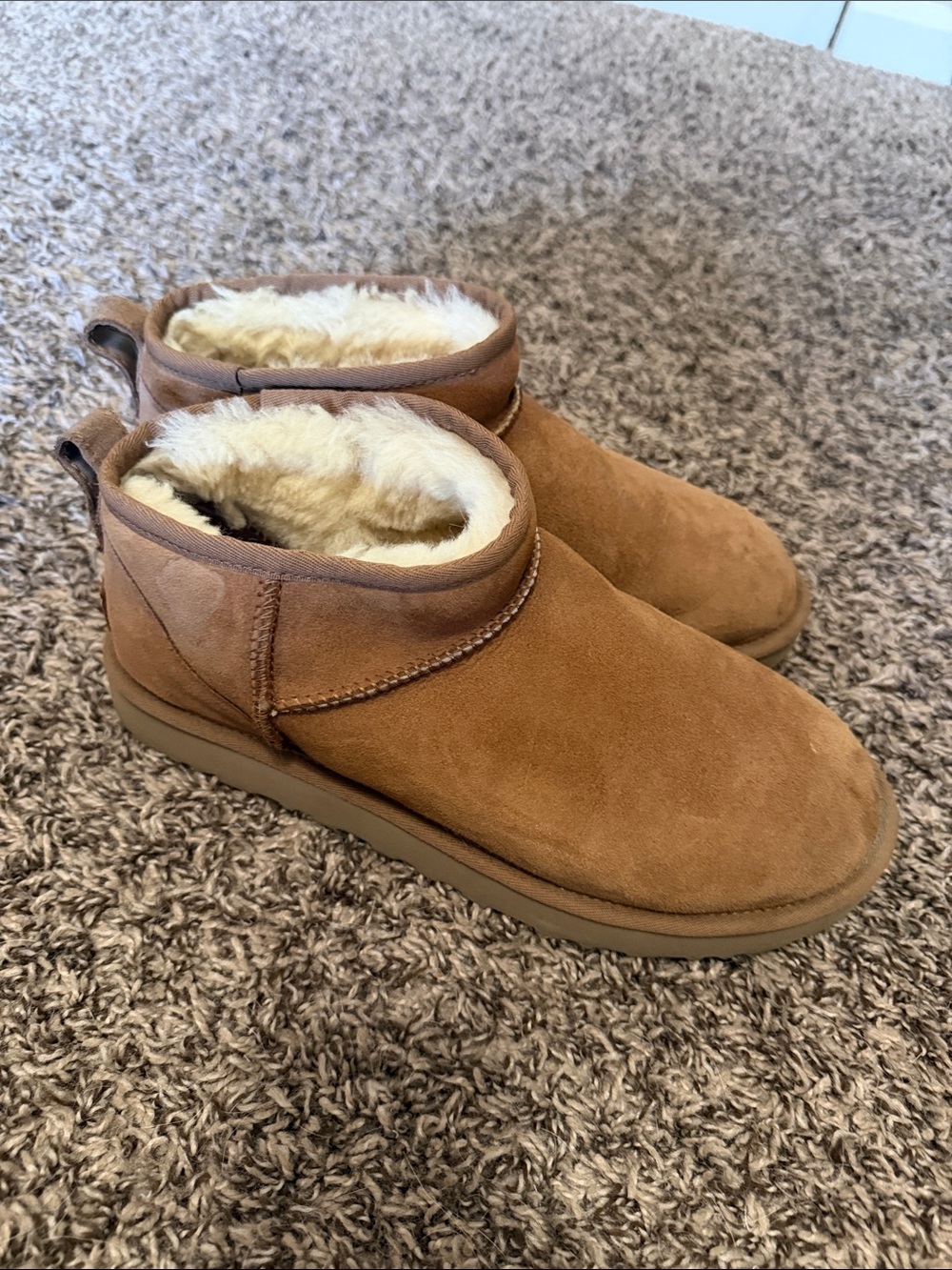 Womens UGG Cozy Suede Ankle Boots in Chestnut